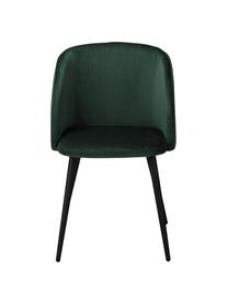 Sedia imbottita in velluto Yoki 2 pz, Rivestimento: velluto (poliestere) 20.0, Gambe: metallo verniciato a polv, Rivestimento: verde scuro Gambe: nero opaco, Larg. 53 x Prof. 57 cm