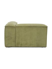 Modulo angolare in velluto a coste Lennon, Rivestimento: velluto a coste (92% poli, Struttura: legno di pino massiccio, , Piedini: plastica, Velluto a coste verde oliva, Larg. 119 x Prof. 119 cm, angolo a sinistra