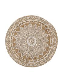 Tapis rond jute Dahlia, 100 % jute, Beige, blanc, Ø 200 cm (taille L)