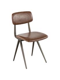 Krzesło ze sztucznej skóry Arthur, 2 szt., Stelaż: ciemny surowy metal, Tapicerka: poliuretan (sztuczna skór, Brązowy, S 42 x G 44 cm