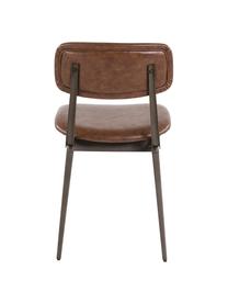 Stoelen Arthur, 2 stuks, Frame: donker onbewerkt metaal, Bekleding: polyurethaan (imitatielee, Bruin, B 42 x D 44 cm