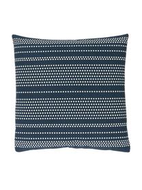 Gestippelde kussenhoes Davy in blauw/wit, 100% katoen, Blauw, B 45 x L 45 cm