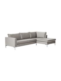 Samt-Ecksofa Luna, Bezug: Samt (Polyester) 80.000 S, Gestell: Massives Buchenholz, Samt Beige, Silber, B 280 x T 184 cm