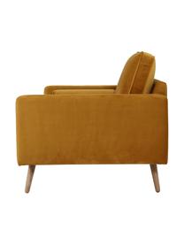 Samt-Sofa Saint (2-Sitzer) in Senfgelb mit Eichenholz-Füßen, Bezug: Samt (Polyester) Der hoch, Gestell: Massives Eichenholz, Span, Samt Senfgelb, B 169 x T 87 cm