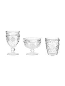 Wassergläser Chambord mit Blumen-Relief, 6 Stück, Glas, Transparent, Ø 8 x H 10 cm, 250 ml
