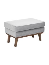 Sofa-Hocker Alva aus Samt in Grau mit Buchenholz-Füssen, Bezug: Samt (Hochwertiger Polyes, Gestell: Massives Kiefernholz, Grau, 74 x 30 cm