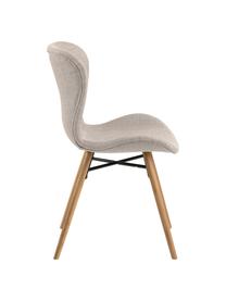 Gestoffeerde stoelen Batilda, 2 stuks, Bekleding: polyester Met 25.000 schu, Poten: eikenhout, massief, blank, Geweven stof zandkleurig, eikenhout, B 47 x D 53 cm