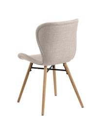 Gestoffeerde stoelen Batilda, 2 stuks, Bekleding: polyester Met 25.000 schu, Poten: eikenhout, massief, blank, Geweven stof zandkleurig, eikenhout, B 47 x D 53 cm