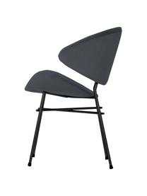 Čalúnená stolička s velúrovým vodoodolným poťahom Cheri, Zamatová tmavosivá, čierna, Š 57 x H 55 cm