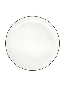 Dinerborden à table ligne noir met zwarte rand, 4 stuks, Beenderporselein (porselein)
Fine Bone China is een zacht porselein, dat zich vooral onderscheidt door zijn briljante, doorschijnende glans., Wit. Rand: zwart, Ø 27 cm