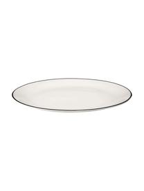 Assiette plate à table ligne noire, 4 pièces, Blanc Bord : noir