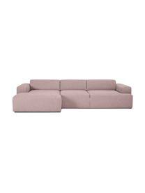 Ecksofa Melva (4-Sitzer) in Rosa, Bezug: Polyester Der hochwertige, Gestell: Massives Kiefernholz, Spa, Füße: Kiefernholz, Webstoff Rosa, B 319 x T 144 cm