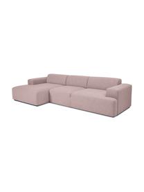 Sofa narożna Melva (4-osobowa), Tapicerka: poliester Dzięki tkaninie, Nogi: drewno sosnowe Nogi znajd, Blady różowy, S 319 x G 144 cm