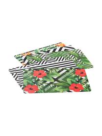 Kunststof-placemats Tropicana, 6-delig, Kunststof, Zwart, wit, groen, rood, geel, 30 x 45 cm