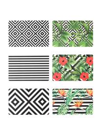 Kunststof-placemats Tropicana, 6-delig, Kunststof, Zwart, wit, groen, rood, geel, 30 x 45 cm