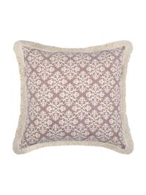 Gemustertes Kissen Blush, mit Inlett, 100% Baumwolle, Mauve, Gebrochenes Weiss, 40 x 40 cm