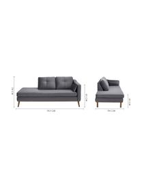 Fluwelen chaise longue Alva in donkergrijs met beukenhout-poten, Bekleding: fluweel (hoogwaardig poly, Frame: massief grenenhout, Poten: massief gebeitst beukenho, Fluweel donkergrijs, B 193 x D 94 cm