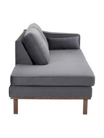 Fluwelen chaise longue Alva in donkergrijs met beukenhout-poten, Bekleding: fluweel (hoogwaardig poly, Frame: massief grenenhout, Poten: massief gebeitst beukenho, Fluweel donkergrijs, B 193 x D 94 cm