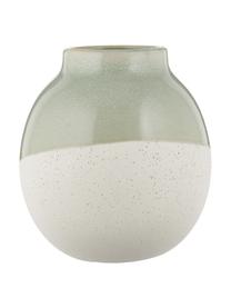 Vase Skraa aus Steingut, Steingut, Grün, Beige, Ø 18 x H 20 cm