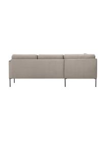 Divano angolare in velluto Fluente, Rivestimento: velluto (copertura in pol, Struttura: legno di pino massiccio, , Piedini: metallo verniciato a polv, Velluto greige, Larg. 221 x Prof. 200 cm, chaise longue a sinistra
