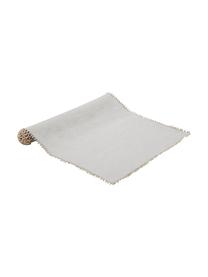 Chemin de table pur lin Pom Pom, Gris clair