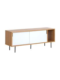 Dressoir Danny met schuifdeuren, Frame: honingraat kernpaneel, Poten: gelakt metaal, Wit, bruin, zwart, 165 x 65 cm