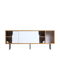 Credenza con ante scorrevoli  Danny, Superficie: con finitura in legno di , Gambe: metallo verniciato, Bianco, marrone, nero, Larg. 165 x Alt. 65 cm