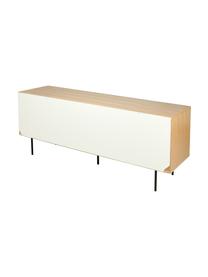 Credenza con ante scorrevoli  Danny, Superficie: con finitura in legno di , Gambe: metallo verniciato, Bianco, marrone, nero, Larg. 165 x Alt. 65 cm