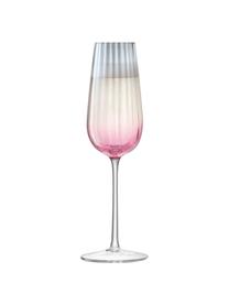 Ručně vyrobené sklenice na sekt s barevným přechodem Dusk, 2 ks, Sklo, Růžová, šedá, Ø 6 cm, V 23 cm 250 ml