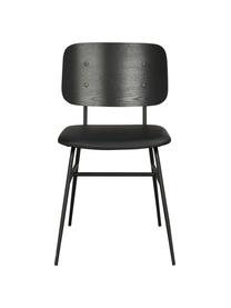 Dřevěná židle s čalouněným sedákem Brent, Matná černá, Š 47 cm, H 57 cm