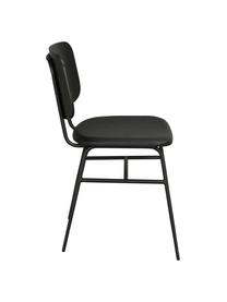 Silla de madera con asiento tapizado Brent, Asiento: cuero sintético (poliuret, Estructura: metal, pintado, Negro mate, An 47 x F 57 cm