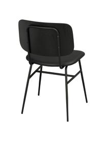 Silla de madera con asiento tapizado Brent, Asiento: cuero sintético (poliuret, Estructura: metal, pintado, Negro mate, An 47 x F 57 cm