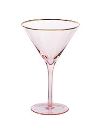 Bicchiere martini rossa con bordo dorato Chloe 4 pz, Vetro, Pesca, Ø 12 x Alt. 19 cm