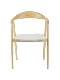 Chaise à accoudoirs bois massif Angelina, Beige