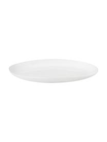 Assiette plate ovale à surface inégale Porcelino, 4 pièces, Porcelaine de forme intentionnellement inégale, Blanc, long. 28 x larg. 24 cm