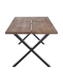 Eettafel Montpellier met massief houten blad, 200 x 95 cm, Tafelblad: massief geolied eikenhout, Poten: gepoedercoat staal, Geolied eikenhout, B 200 x D 95 cm