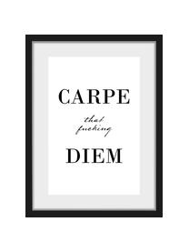 Ingelijste digitale print Carpe Diem, Afbeelding: digitale print, Lijst: hout, Afbeelding: zwart, wit. Lijst: zwart, 30 x 40 cm