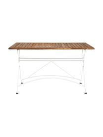 Tavolo da giardino pieghevole Parklife, Piano d'appoggio: legno d'acacia, oliato, ®, Struttura: metallo zincato, vernicia, Bianco, legno d'acacia, Larg. 130 x Alt. 75 cm