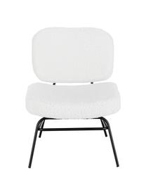 Fauteuil en peluche rembourré Malte, Revêtement : blanc crème Pieds : noir mat, larg. 58 x prof. 71 cm