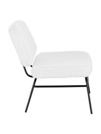 Fauteuil en peluche rembourré Malte, Revêtement : blanc crème Pieds : noir mat, larg. 58 x prof. 71 cm