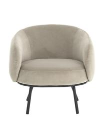 Fauteuil cocktail en velours beige Babbla, Velours beige, noir, larg. 73 x prof. 68 cm