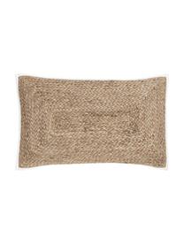 Housse de coussin rectangulaire en jute Justina, Beige, blanc, larg. 30 x long. 50 cm