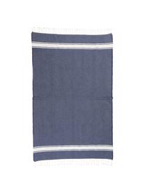 Tovaglia a righe in cotone con frange St. Tropez, Cotone, Blu denim, bianco, Per 6-10 persone  (Larg.150 x Lung. 250 cm)