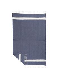 Tovaglia a righe in cotone con frange St. Tropez, Cotone, Blu denim, bianco, Per 6-10 persone  (Larg.150 x Lung. 250 cm)