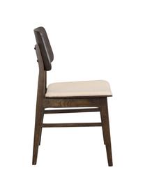 Chaise en bois avec assise rembourrée Nagano, 2 pièces, Tissu beige, bois de chêne foncé, larg. 50 x prof. 51 cm