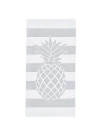 Gestreept strandlaken Anon met ananasmotief, Katoen
Lichte kwaliteit 380 g/m², Grijs, wit, 80 x 160 cm