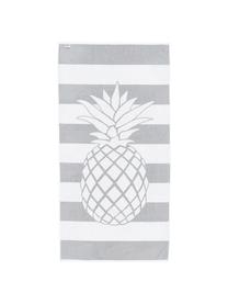 Gestreiftes Strandtuch Asan mit Ananas-Motiv, 100% Baumwolle
leichte Qualität 380 g/m², Grau, Weiß, 80 x 160 cm