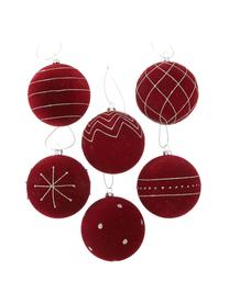 Kerstballenset Melitia, 6-delig, Rood, zilverkleurig, Ø 8 x H 8 cm