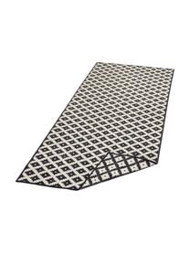 Alfombra reversible de interior/exterior Nizza, Negro, crema, An 80 x L 250 cm