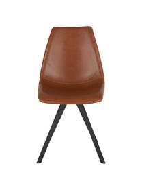 Sedia imbottita in similpelle Billy, 2 pz., Rivestimento: similpelle (poliuretano), Gambe: metallo, verniciato a pol, Cognac, Larg. 46 x Prof. 58 cm